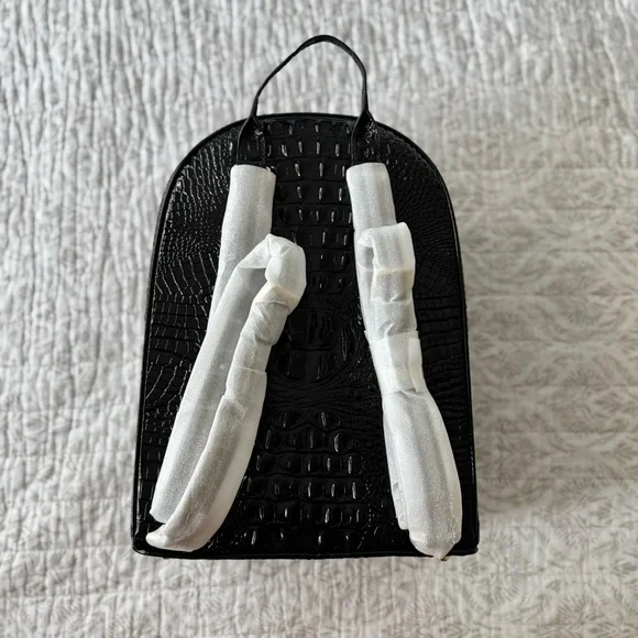 Brahmin Dartmouth Croc-Embossed Genuine Leather Backback in Black Melbourne🖤 NWT - Picture 4 of 11